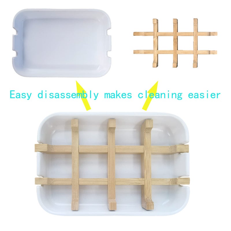 Aoheuo Modern Bamboo Fiber (2 Pack) Soap Holder and Soap Dish Combination (Removable),5.12 Long by 3 Wide, 0.98 inches high, Used in Kitchens, bathrooms, and bar Sinks - Image 4